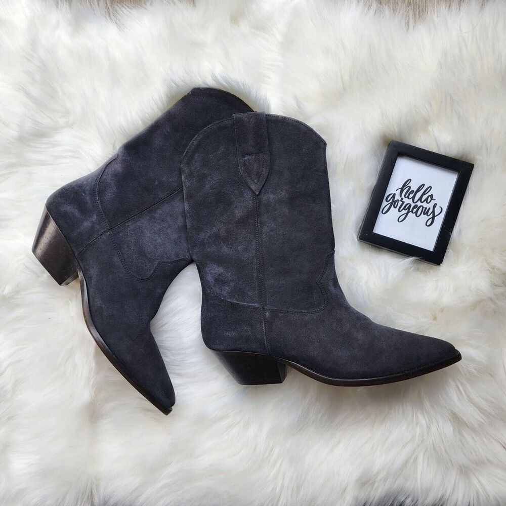 ISABEL MARANT | Duerto Suede Western Boots Faded Black Size 10 US 40 EU Cowgirl